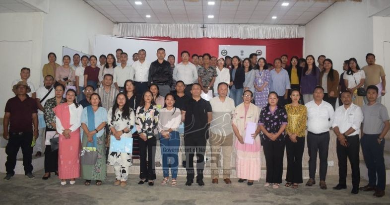 Official from Nagaland State Commission for Protection of Child Rights with participants at St Xavier Parish Jubilee Hall, Jalukie, Peren on March 26. (DIPR Photo)
